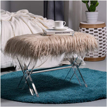 Load image into Gallery viewer, Luxurious Faux Fur Bench with Acrylic Legs