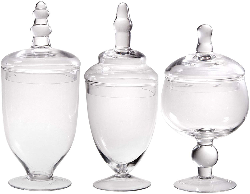 Clear Glass Apothecary Bowls - Set of 3