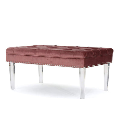 Tufted Cushion New Velvet Ottoman (Blush),