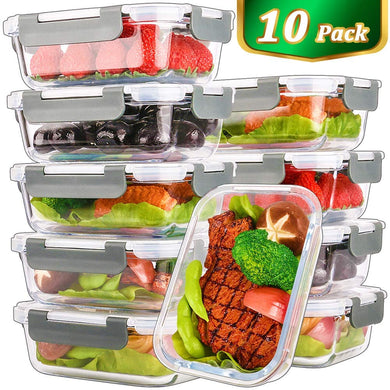 Glass Food Storage Containers (10 Pack)