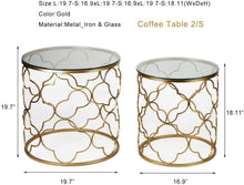 Load image into Gallery viewer, Gold End Table Set of 2