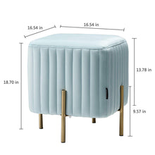 Load image into Gallery viewer, Velvet Square Ottoman with Gold Legs
