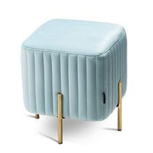 Load image into Gallery viewer, Velvet Square Ottoman with Gold Legs