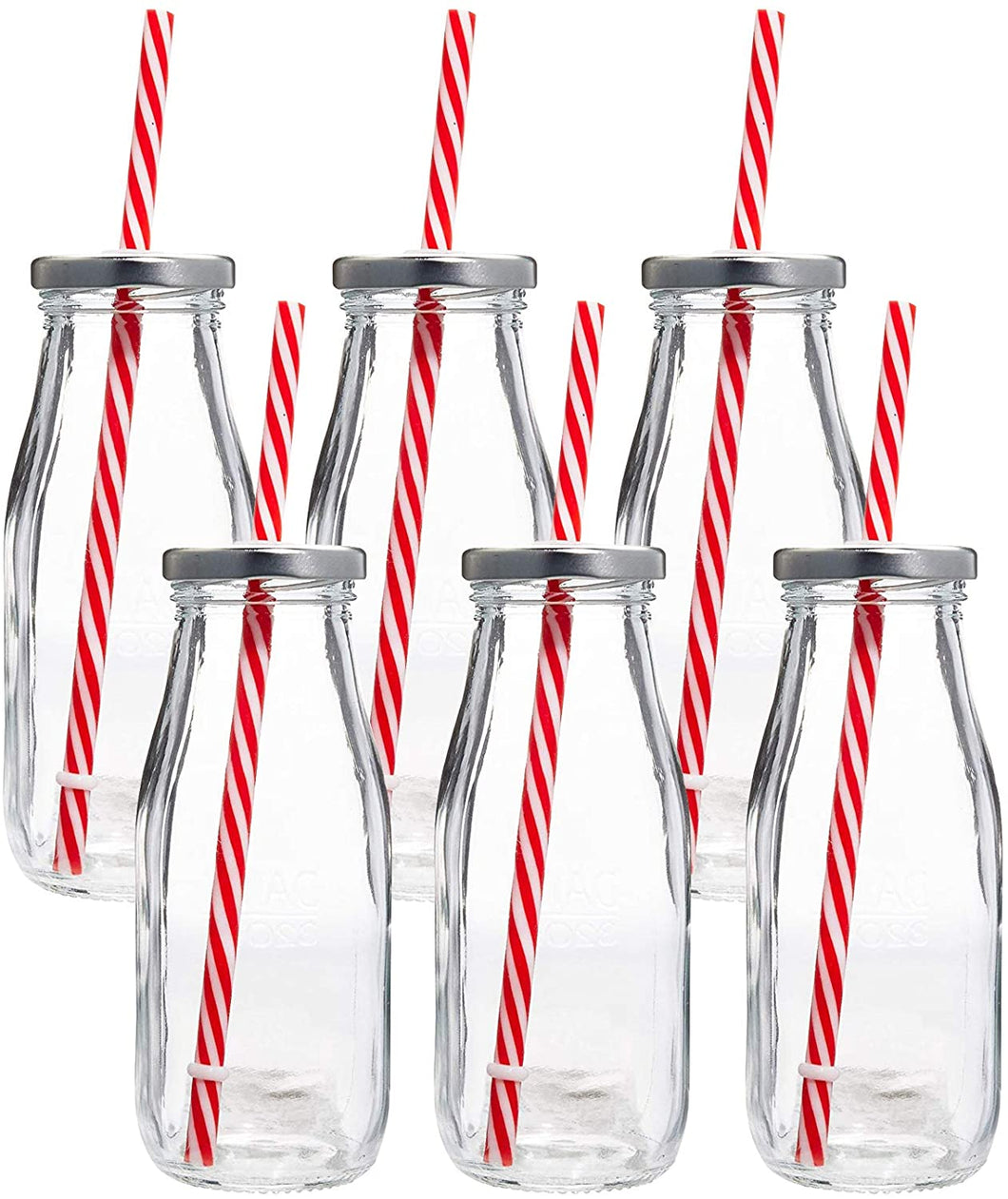 Glass Milk Bottles with Straws (Set of 6) – slyinspireme