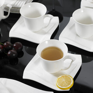 Luxury Dessert Plates Cups with Saucers Set of 6