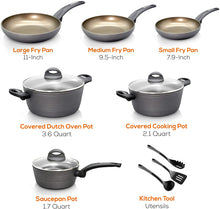 Load image into Gallery viewer, 12-Piece Professional Hard Anodized Home Kitchen Ware Pots and Pan Set
