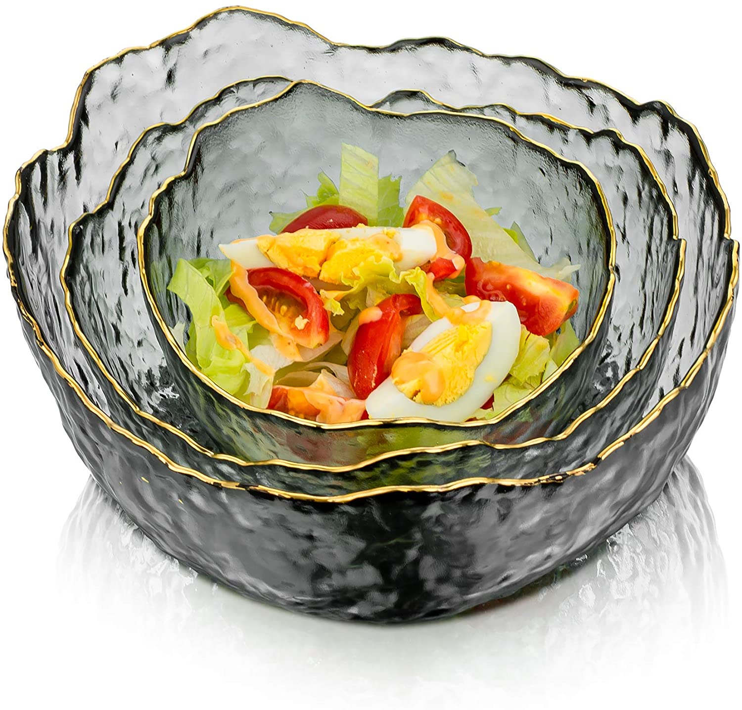 Glass salad bowl on sale set