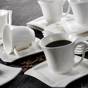 Luxury Dessert Plates Cups with Saucers Set of 6