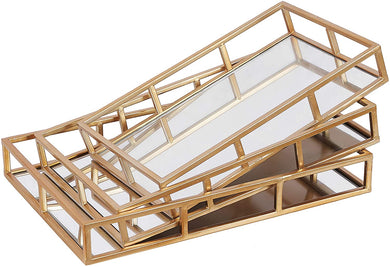 Gold Mirror Tray (Set of 3)