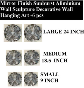 Decorative 6 Pcs Mirror Finish Handmade Metal Wall Art