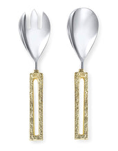 Load image into Gallery viewer, Set of Stainless Steel Salad Servers with Gold Loop Handle