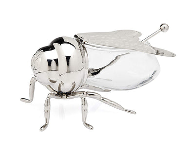 Silver Plated Bee Honey Jar with little paddle