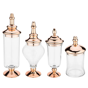 4pcs Clear Glass Apothecary Jars