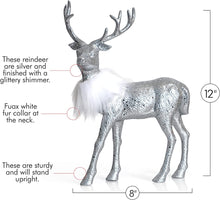 Load image into Gallery viewer, Silver Christmas Reindeer Pack of 2