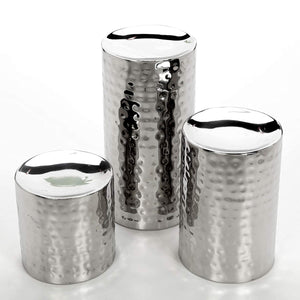 Silver Finish Pillar Candle Holders Set of 3