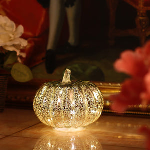 Glass Pumpkin Light with Timer