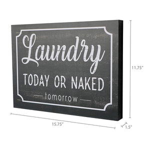 "Loads Of Fun" Laundry Room Sign - 24x12 Inch Farmhouse Wooden Wall Decor, Wash Dry Fold Repeat, Laundry Room Decor