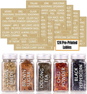 14 Glass Spice Jars with Spice Labels