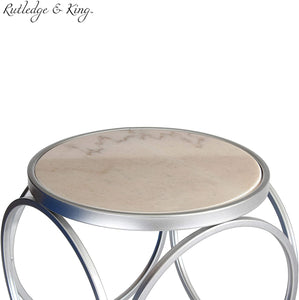Glam Silver End Table with Marble Top