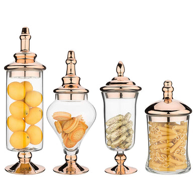 4pcs Clear Glass Apothecary Jars