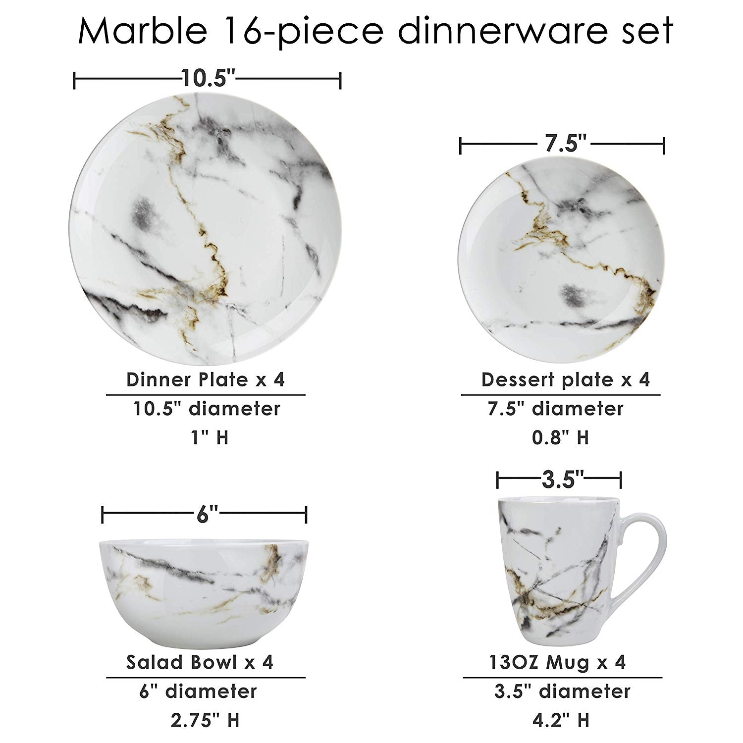 Modern High Quality Marble Design Dinner Set Royal Gold Luxury