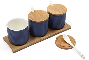 Ceramic Spice Containers with Bamboo Lid