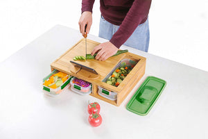 Bamboo Cutting Board With Containers