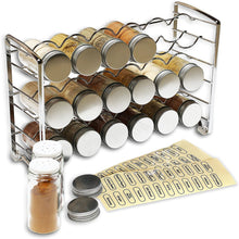 Load image into Gallery viewer, Spice Rack Stand holder with 18 bottles and 48 Labels, Chrome