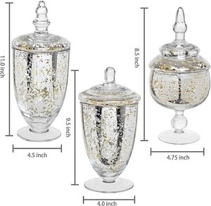 Silver Glass  Jars  3 Piece Set
