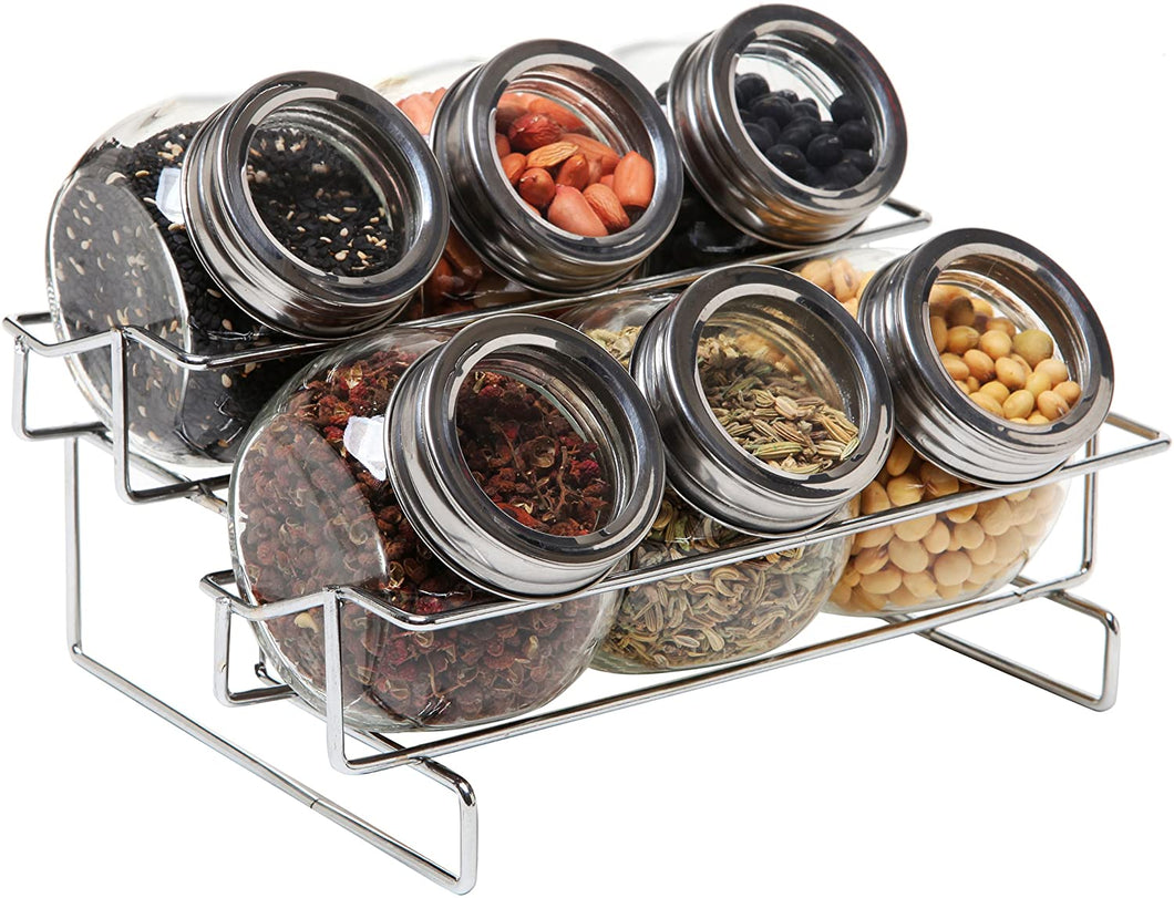 Spice Container Rack with 6 Glass Jars