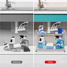 Load image into Gallery viewer, 2-Tier Under Sink Expandable Cabinet Shelf