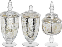Load image into Gallery viewer, Silver Glass  Jars  3 Piece Set