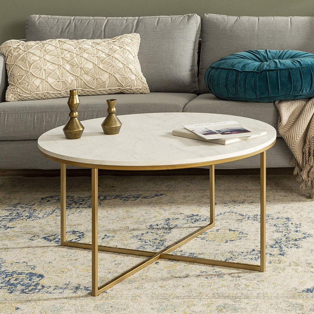 Modern Round Coffee Table Marble/Gold