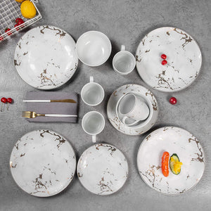 Ceramic Marble Dinnerware Set - Service for 4
