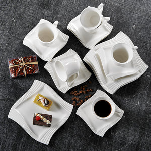 Luxury Dessert Plates Cups with Saucers Set of 6