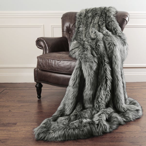 Silver faux fur discount throw