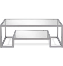 Load image into Gallery viewer, Chrome Glass Coffee Table with Shelf