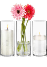 Load image into Gallery viewer, 3 Pack Glass Cylinder Vases